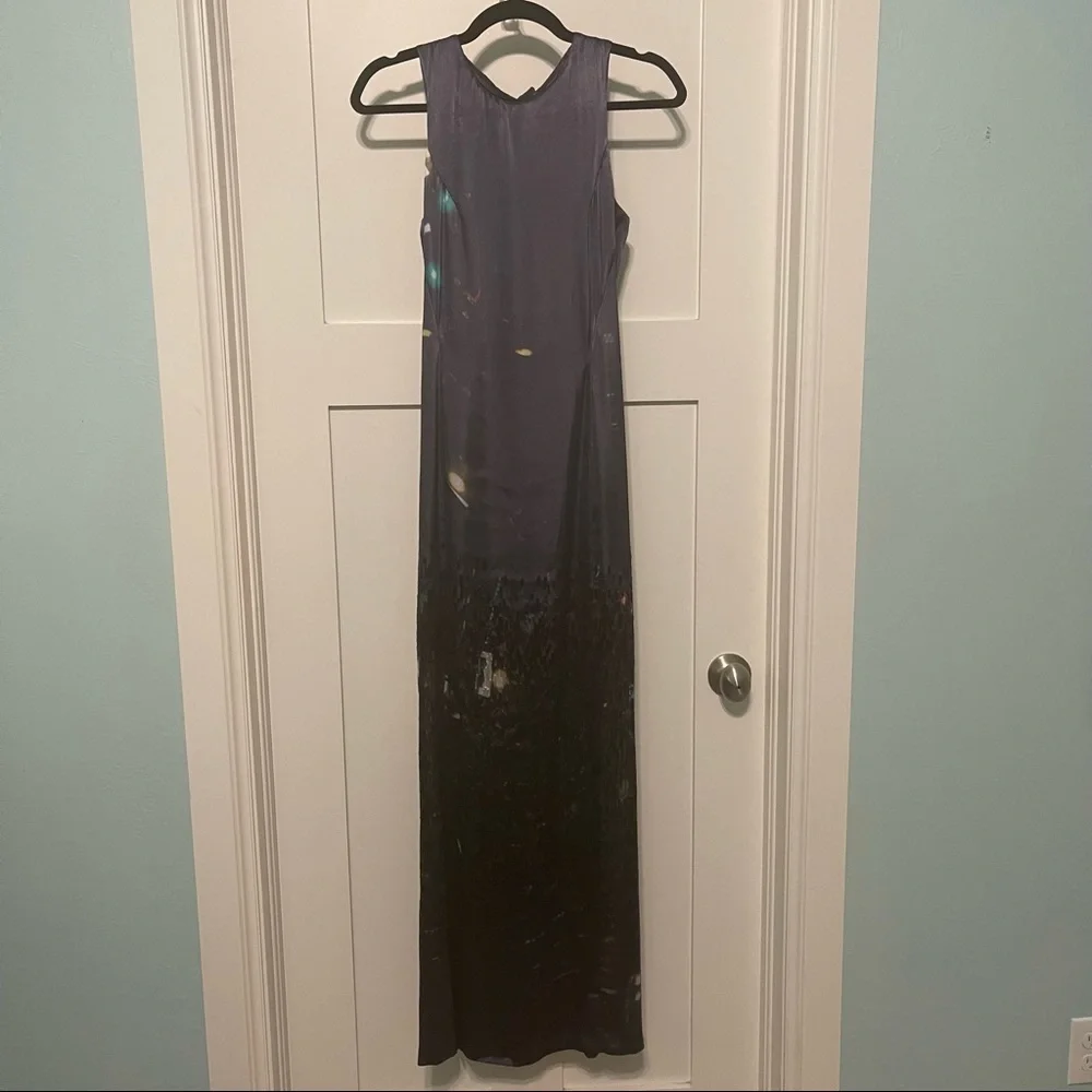 NWT H&M size 2 gorgeous blue purple silk blend dress gown with draped back! - Picture 1 of 13
